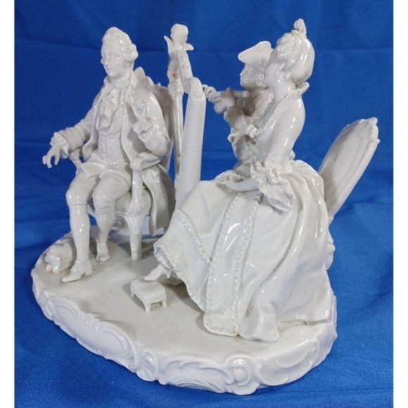 German Blanc De Chine Antique UNTERWEISSBACH Musician Porcelain Sculpture Statue - Picture 4 of 12